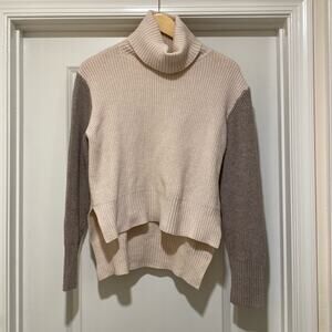 Lulus Embrace the Season Blush Color Block Turtleneck Sweater Size M